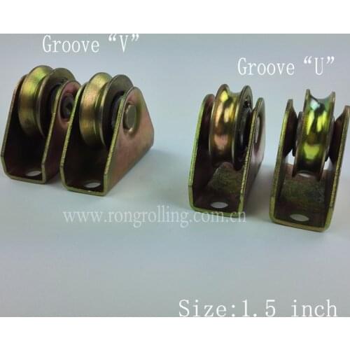 1.5 inch sliding gate wheel groove "V" "U" with bearing and outer support