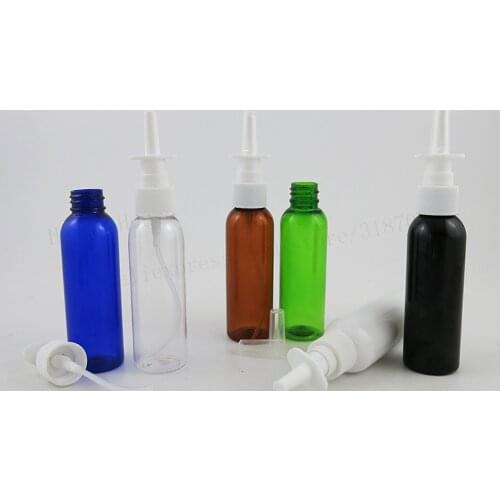 100 x 60ml Empty Colorful PET Nasal Spray Bottles Pump Sprayer Mist Nose Spray Plastic Refillable Bottle For Medical Packaging
