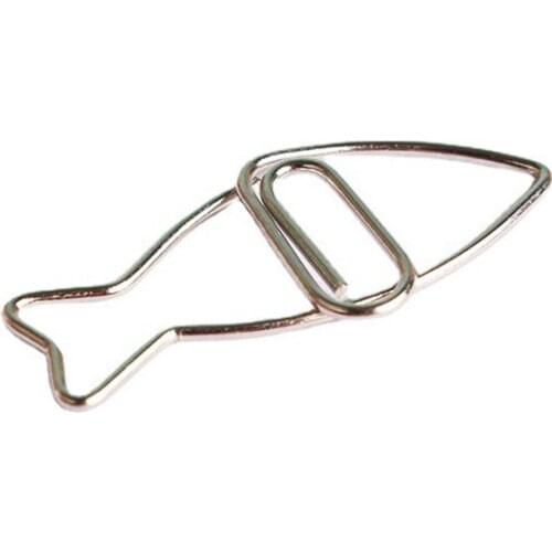 20 PCS/Set Fish Shaped Paper Clip with Cute Storage Box Metal Bookmark Clip Holder Documents Files Classified Clip Office Supply