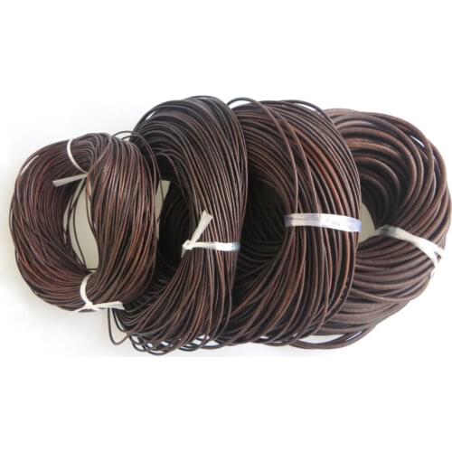 5 Meters High Quality Dark Brown 1.5mm 2mm 3mm 5mm Round Genuine Soft Leather Findings Cord String Lace Rope