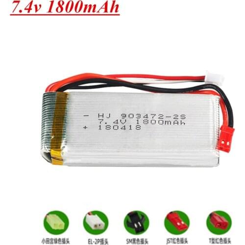 7.4V 1800mAh Lipo Battery For WLtoys L959 L969 L979 L202 L212 RC Car Huanqi 955 RC Boats Lipo 2S 7.4V 903472 Battery 1pcs