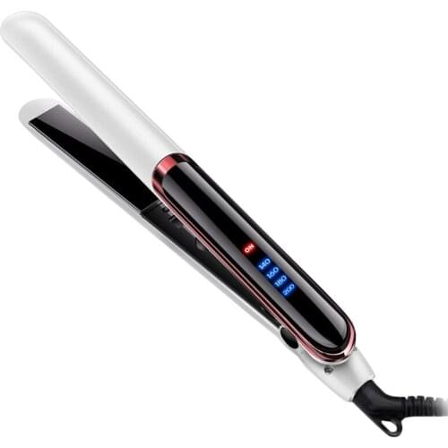 AD-Hair Straightener For Straight Hair Curly Hair Dry-Wet Dual Purpose Flat Iron Led Digital Straightening (White) Eu Plug
