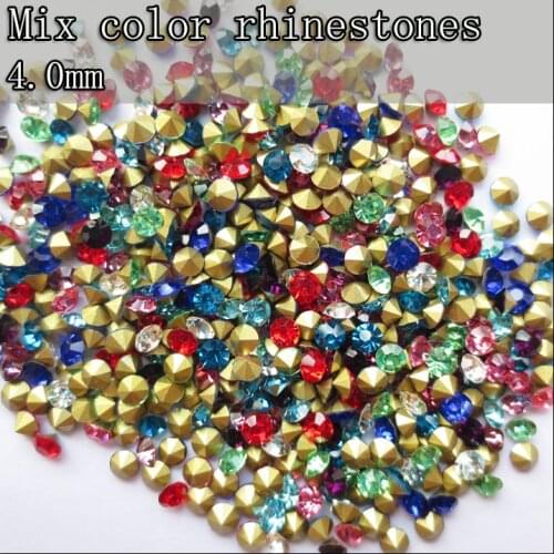 1440pcs/bags 4.0mm Shiny clear crystal pointback stones non hotfix rhinestones glue on strass DIY accessory