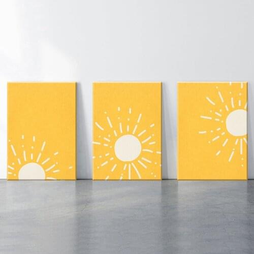 Bohemian Sunrise Pictures Beige Yellow Posters Wall Art Sunset Canvas Paintings Prints for Minimalist Nursery Room Home Decor