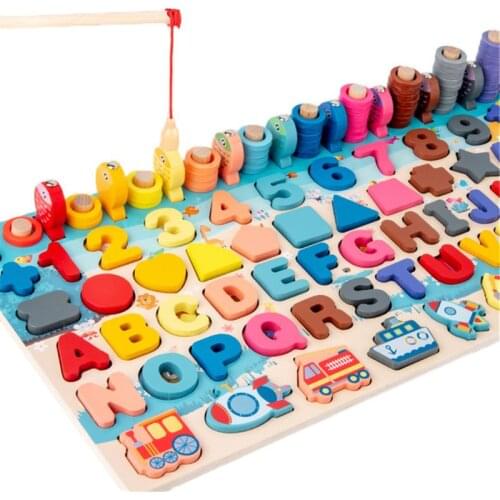 Montessori Wood Blocks Puzzle Board Set for Toddler Preschool Kids Learning & Educational Toys for Number Counting