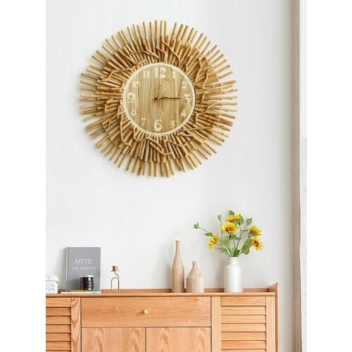 Handmade Wood Wall Clock Modern Design Art Silent Simple Creative Wall Clock Living Room Reloj De Pared Home Decoration DG50WC