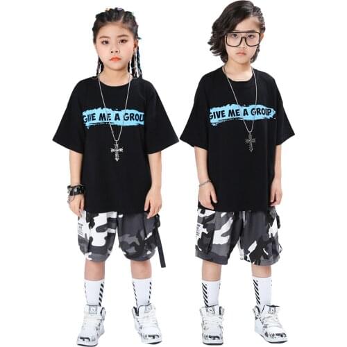 Lolanta Boys Girls Black Short Sleeve T-shirt Top Or Shorts Clothes 4-14 Years Kids Casual Wear Street Dance Costume