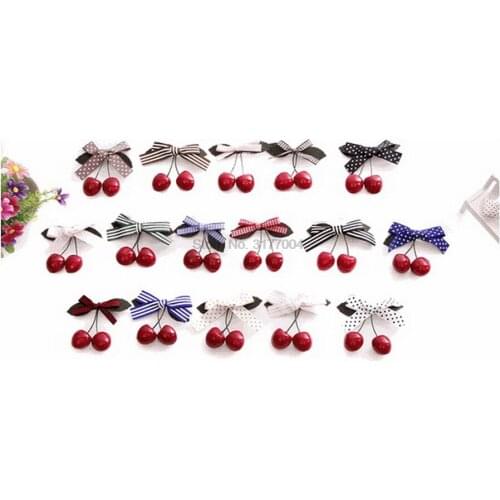 DHL 200pcs Girls Cute Cherry/Banana Bow Hairpins Princess Barrettes Headwear Kids Hair Accessories