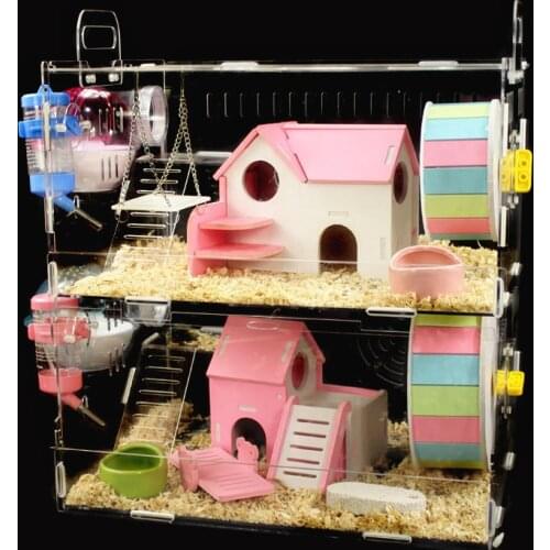 Hamster House Acrylic Small Pet Cage Transparent Oversized Villa Large Size Guinea Pig Basic Cage Toy Supplies Package Nest