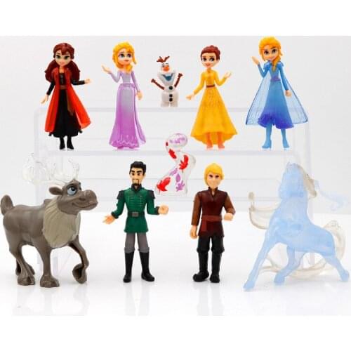 10pcs Disney Frozen 2 Snow Queen Elsa Anna Anime Dolls PVC Action Figure Olaf Kristoff Sven Figurines Kids Toys Children Gift