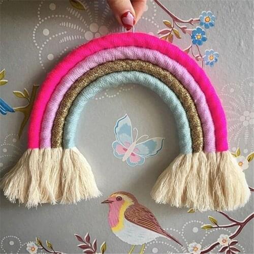 Creative Home Decoration Accessories Rainbow Handmade Weaving Ornament Nordic Nursery Kid Room Wall Decorative Hanging