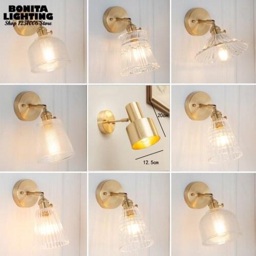 Brass edison vintage iron wall lamp loft Copper Clear glass wall lights for bedroom Rotating sconces lamps bedside