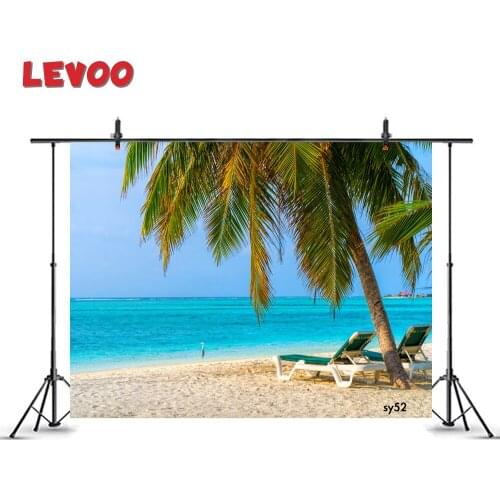 LEVOO Summer Photographic Backdrops Lounge Chairs Tropical Beach Palm Trees Photography Background For Photo Studio Photophone