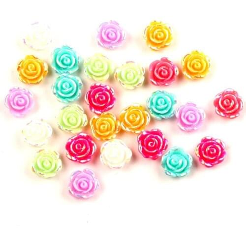 LF 100Pcs Mixed Resin Bling Flower Decoration Crafts Flatback Cabochon Kawaii DIY Embellishments For Scrapbooking Accessories