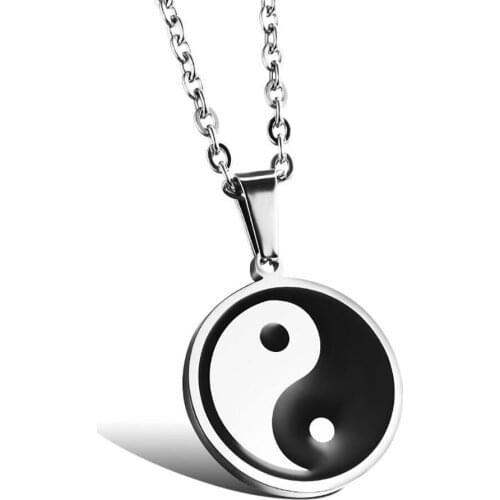 Stainless Steel Minimalism Yin Yang Taichi Pendant Necklace Men Chinese Religious Taoist School Gossip Necklaces Gift For Him