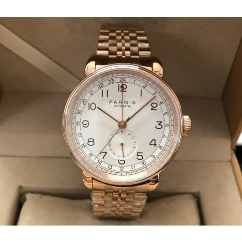 NEW PARNIS 42mm GMT Automatic Self-Wind movement mens watch Auto Date mens watch PA193-PP8