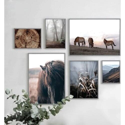 Landscape Poster Horse Decoration for Home Forest Canvas Paintings for Interior Frameless Wall Art Picture On Loft