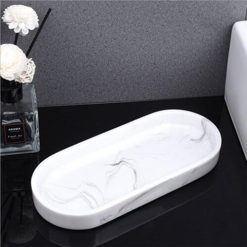 Bathroom Tray,Marble Pattern Sink Tray,Resin Vanity Tray for Essentials Soap Towel Toothbrush or Toiletries in Bedroom
