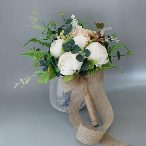 Popodion Wedding Flowers Wedding Accessories PE Rose Bouquet Wedding Bride Holding Flowers Home Photography Props ROM80258