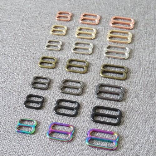 10 Pcs 15mm 20mm 25mm Bag Straps Belt Buckles Metal Slider Tri Glide Adjuster For Webbing Leather Garment Sewing DIY Accessories