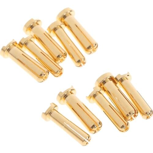 Bullet Banana Plug Connector Male for RC Battery Part Gold Plated 5Pcs/Pack 4/5mm