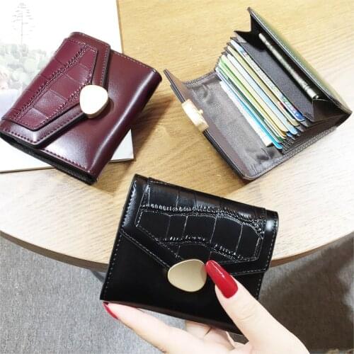 Womens Multi-card Bit Cute Real Leather Card Bag Ladies Simple Mini Cards Clip Small Organ Cards Bag Brand Card Holder Wallet