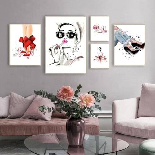 Women High Heels Handbags Fashion Poster Canvas Art Print Modern Wall Art Pictures Canvas Painting For Living Room Decor