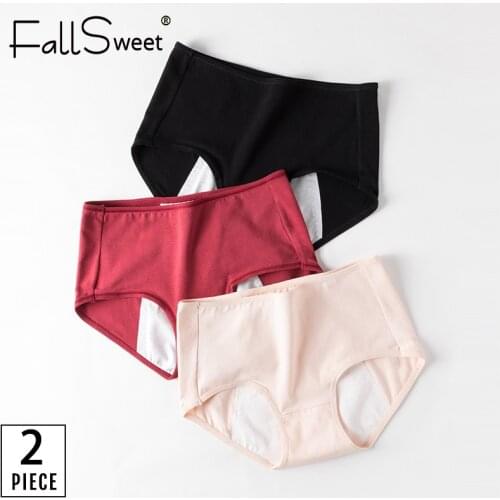 FallSweet 3 pcs/lot! Women Period Panties Cotton Cute Leak proof Underwear Low Waist Health M L XL Briefs