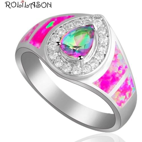 Engagement item Mystic Zircon Zirconia women Fashion Jewelry Purple Fire Opal Silver Stamped Ring USA Sz #6#7#8#9 OR626