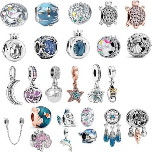 Gold Starfish Dreamcatcher Pearl Little Girl Pendant Beads Pendant Fit Original Pandora Charms Bracelets DIY Women Jewelry Gifts