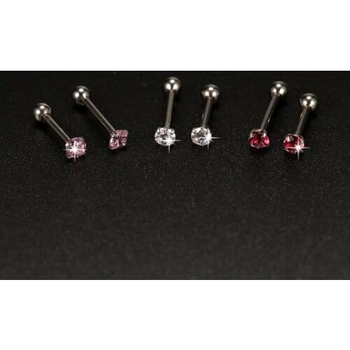 1PC Labret Lip Rings Cartilage Earrings 8mm 10MM Titanium Steel Zircon Crystal 16G Anti-allergic Body Piercing Jewelry Women