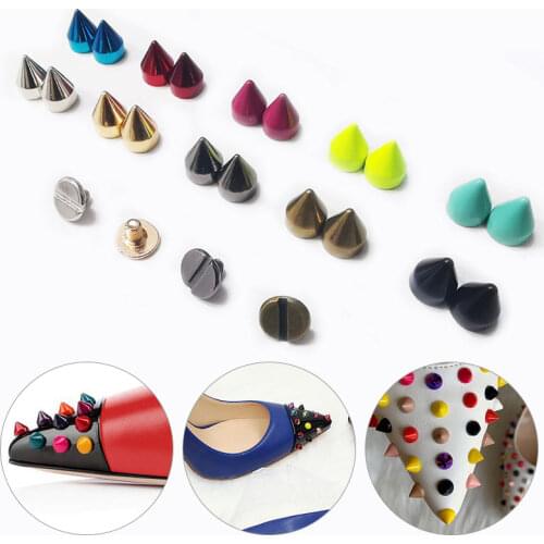 10 Sets Spikes Brass Screw Rivets Bag Studs Leather Belt Shoes Clothes Decorative DIY Craft Tool