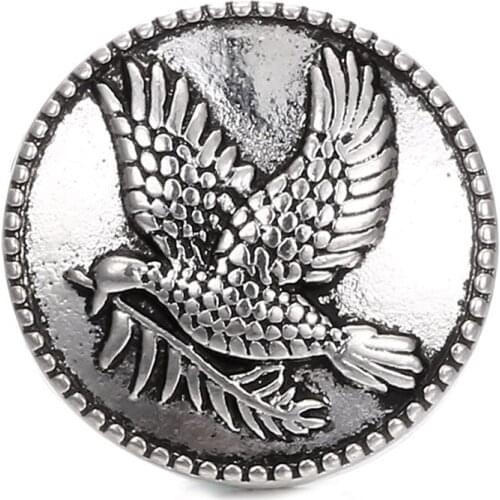 10Pcs/lot 18mm Metal Eagle Head Snap Button Bracelet Fashion DIY Jewelry For Charm Watches Women