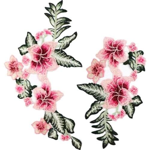 2pcs Flower Patch for Clothing Sew on Embroidered Sewing Applique Flower Fabric DIY Apparel Accessories Decoration