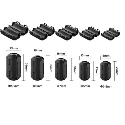 3.5/5/7/9/13mm Ferrite Core Cord Ring Choke Bead RFI EMI Noise Suppressor Filter for Power USB Antenna HDMI-compatible Cable