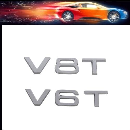 3D Chrome ABS V8T V6T V6 V8 T car Hood Fender trunk Bonnet Nameplate Decal Emblem Badge Sticker for A1 A3 A5 A6 A4 A7 Q3 Q5 Q7