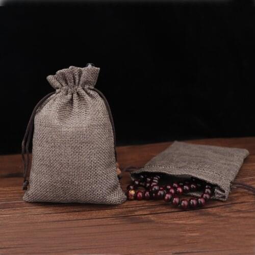 5pcs/lot 9.5x13cm Linen Cotton Drawstring Bag Jewelry Bag Decorative Bags Christmas/Wedding Gift Pouch Product Packaging Bags