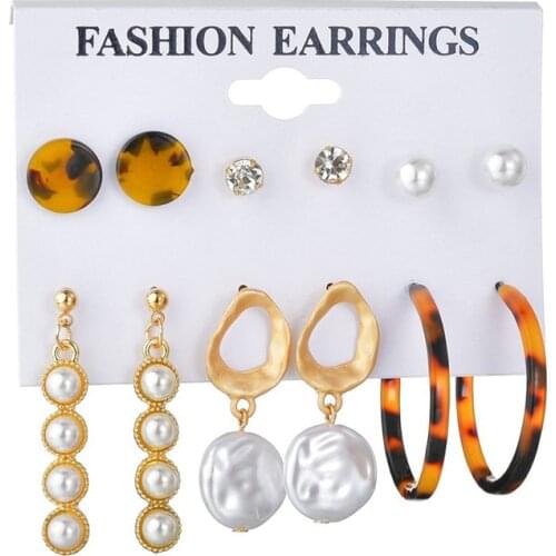 57 Pairs Earrings Set for Women Bohemian Statement Vintage Drop Dangle Acrylic Pearl Crystal Tassel Earrings Jewelry Brincos