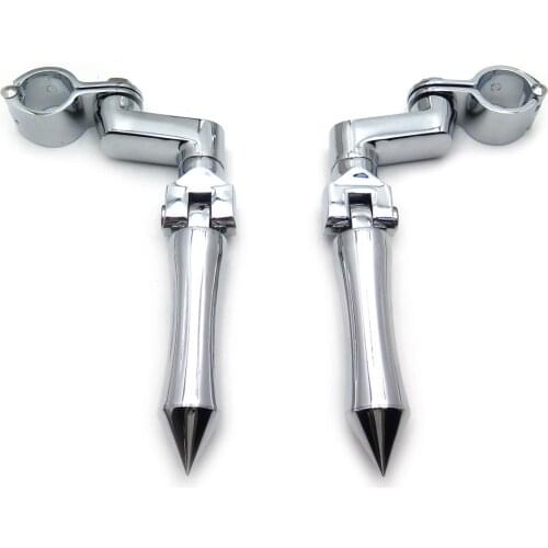 Aftermarket Footpeg w/ Mounting Clamp Fit Engine Guards 1 1/4" For Suzuki Honda GoldWing VTX1300 Shadow Valkyrie Yamaha CHROME