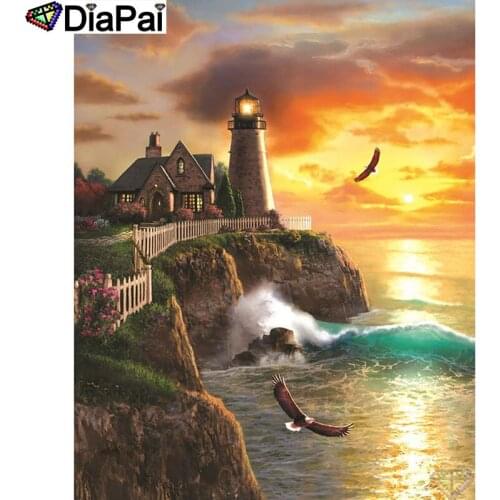 DIAPAI 5D DIY Diamond Painting 100% Full Square/Round Drill "Tower sunset" Diamond Embroidery Cross Stitch 3D Decor A21478