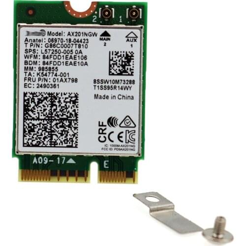 AX201NGW 802.11ax 2.4Gbps M.2 CNVio2 NGFF Dual Band Wireless WiFi Card w/ Bluetooth 5.0 for Intel AX201 WLAN Adapter Windows 10