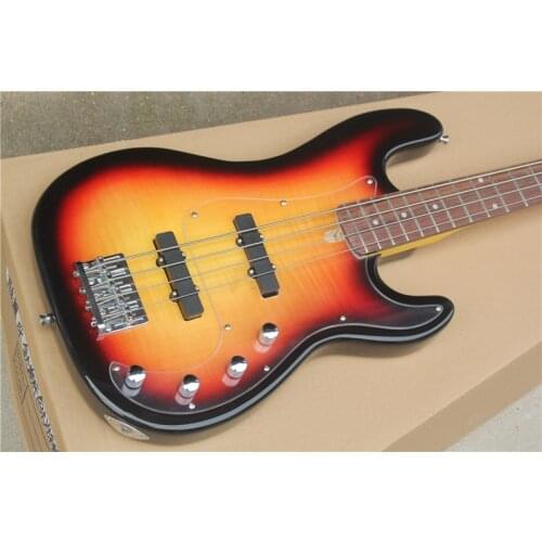 Free shipping Order booking 4 strings PB bass,sunburst basswood body,rosewood fingerboard acrylic pickguard,chrome buttons