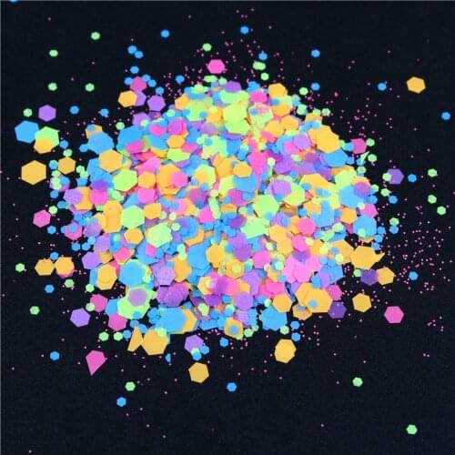 Luminous Nail Glitter Paillettes Butterfly Hexagon Rectangle Heart DOT Pattern Sequin Power Glow In The Dark DIY Nail Art Flake