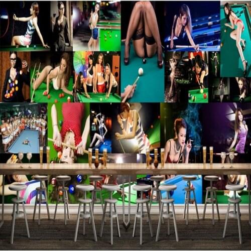 Photo wallpaper Modern billiards room snooker room sexy beauty photo wall mural Gym club mural custom bedroom wallpaper