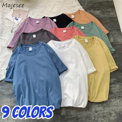 T-shirts Men Comfortable Solid 9 Colors High Quality Streetwear Couples Tees Summer Breathable Loose New Simple Design Fashion