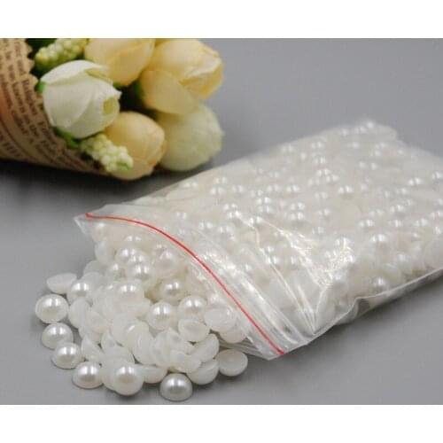 Hot sale 8mm 500pcs White Half Round Pearl Ivory Color Craft ABS Imitation Pearl Resin DIY Scrapbook Beads For Nail Art