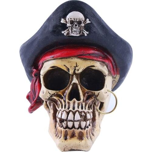 Gothic Pirate Skull Statues Sculptures Personalized Human Skeleton Halloween Decoration Birthday Gift