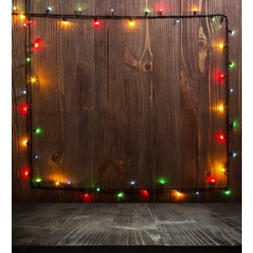HUAYI Backdrop For Photography Wooden Wall And Floor With Colorful Led Lights Background Vinyl And Polyester Cloth XT-3203
