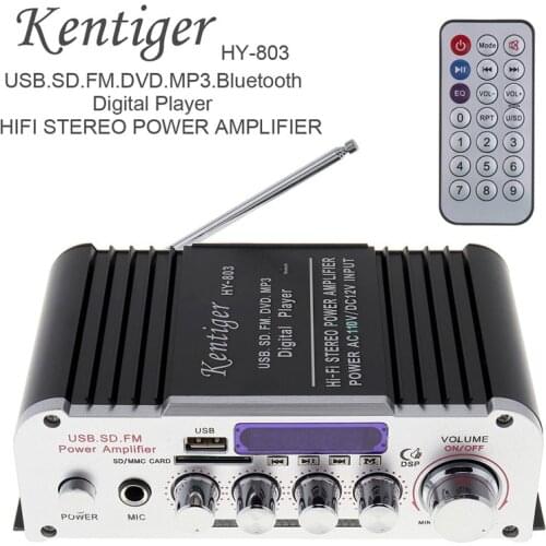 HY-803 2CH HI-FI Bluetooth Car Audio Power Amplifier FM Radio Player Support SD USB / DVD / MP3 Input for Car Motorcycle Home