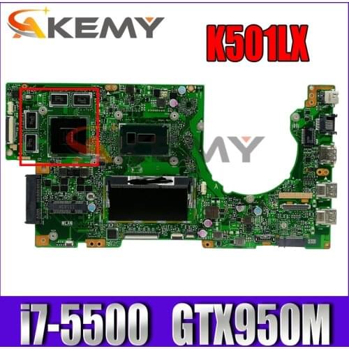K501LX i7-5500 CPU 4GB RAM GTX950M 4GB Mainboard For Asus K501L K501LB K501LN A501L K501L V505L Laptop Motherboard 100% Tested